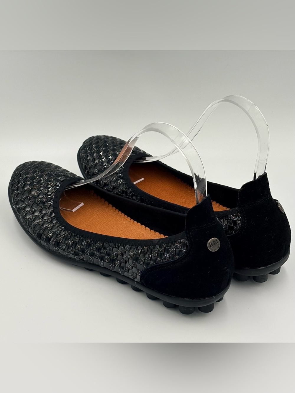 Bernie Mev Black Woven Shimmer Sparkle Balletcore Slip On Flats Size 9 - Picture 6 of 14